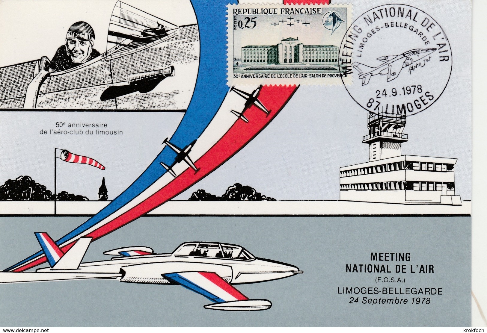 Limoges 1978 - Meeting National Armée De L'air - Avion Alpha-jet - Airplane Flugzeug - Cachets Militaires A Partir De 1900 (hors Guerres)