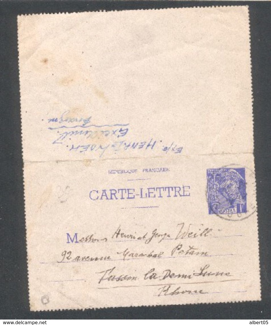 Carte Lettre Entier Mercure 1F Violet - Cartes-lettres