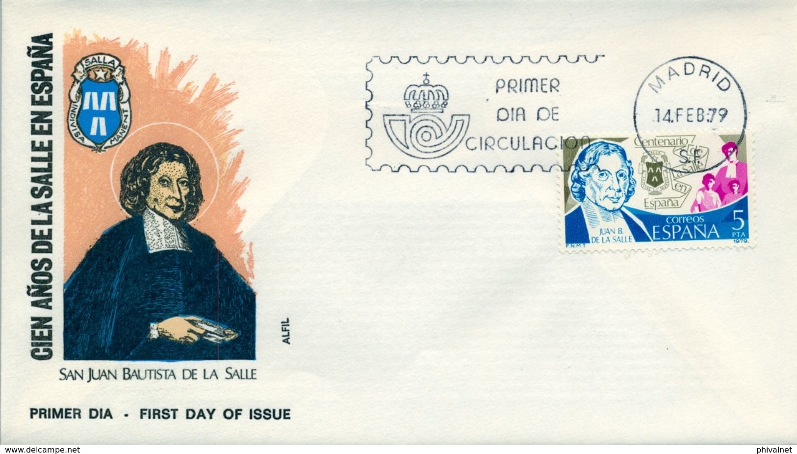 1979 , SOBRE DE PRIMER DIA , ED. 2511 , CENTENARIO DE LA SALLE - FDC