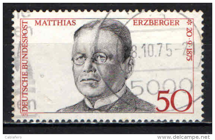 GERMANIA - 1975 - CENTENARIO DELLA NASCITA DI MATTHIAS ERZBERGER (1875-1921) - UOMO POLITICO - USATO - Usati