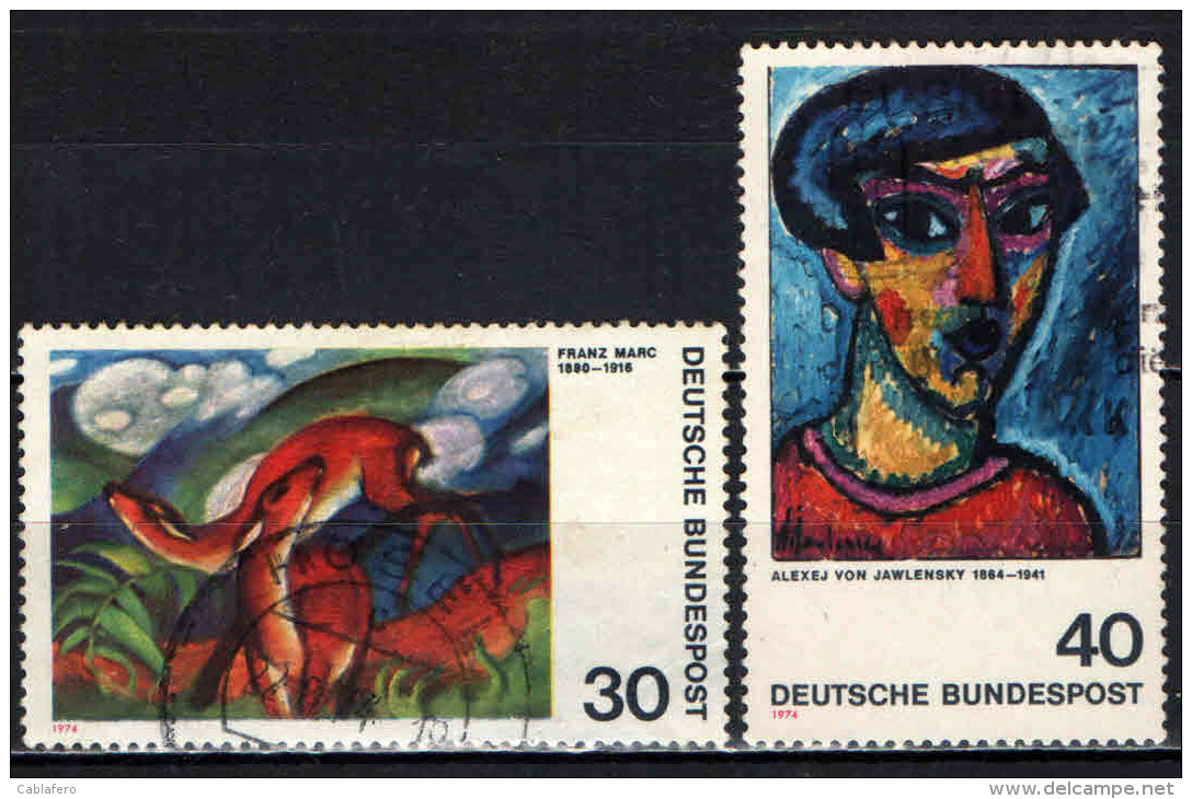 GERMANIA - 1974 - PITTURE DELL' ESPRESSIONISMO TEDESCO: F. MARC E A. JAWLENSKY - USATI - Usati