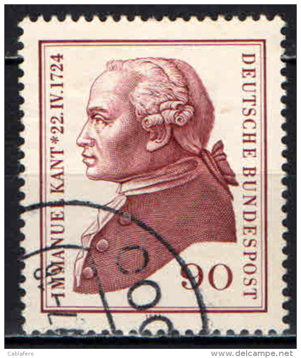 GERMANIA - 1974 - 250° ANNIVERSARIO DELLA NASCITA DI IMMANUEL KANT - FILOSOFO - USATO - Usati