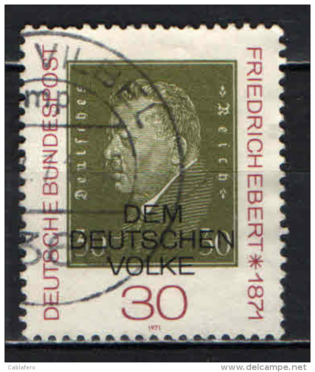 GERMANIA - 1971 - CENTENARIO DELLA NASCITA DEL PRESIDENTE FRIEDRICH EBERT (1871-1925) - USATO - Usati