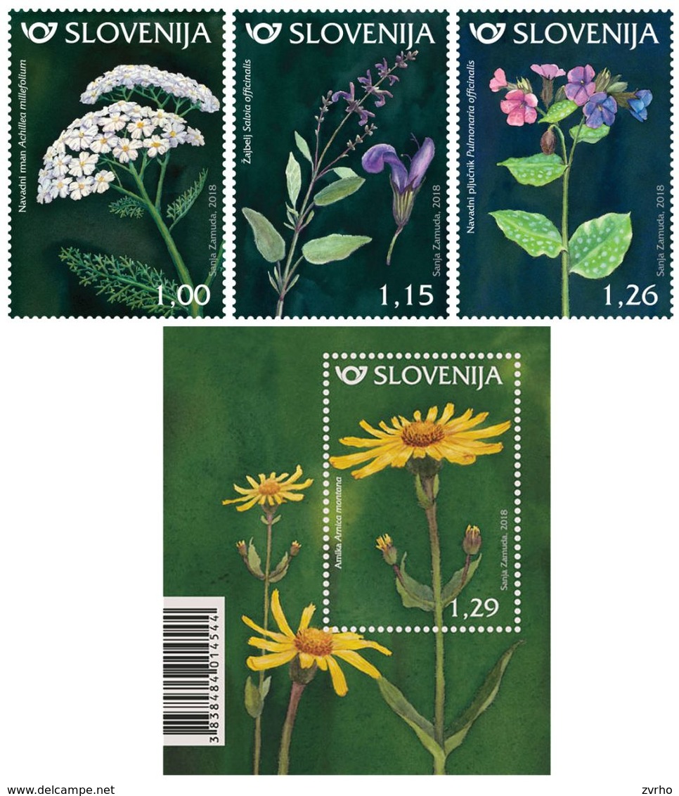 SLOVENIA SLOWENIEN 2018 MEDICINAL PLANTS HEILPFLANZEN PIANTE ** Set & S/S ** MNH - Medicinal Plants