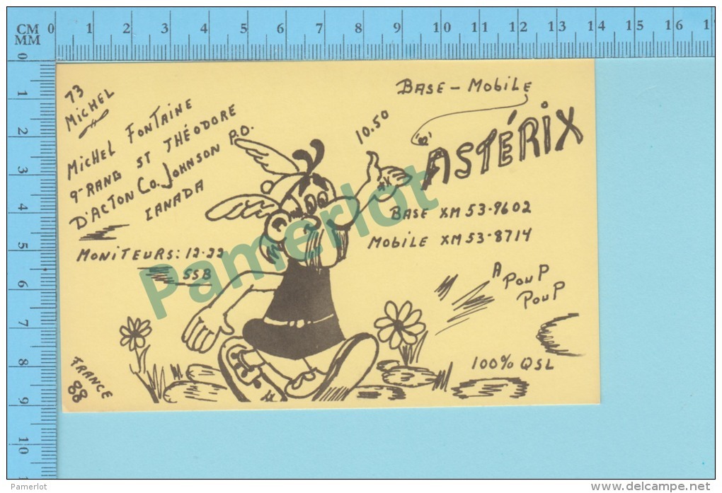 QSL  - St-theodore D'Acton Quebec Canada -  Base &amp; Mobile Asterix -  2 Scans - CB