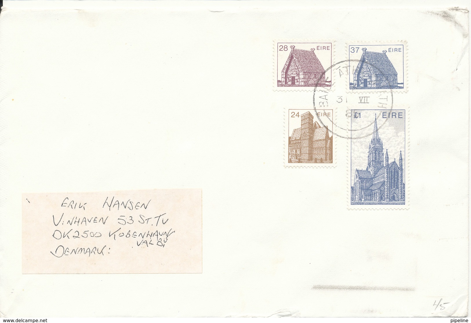 Ireland Cover Sent To Denmark 31-7-1981 With Complete Set Of 4 Buildings - Covers & Documents