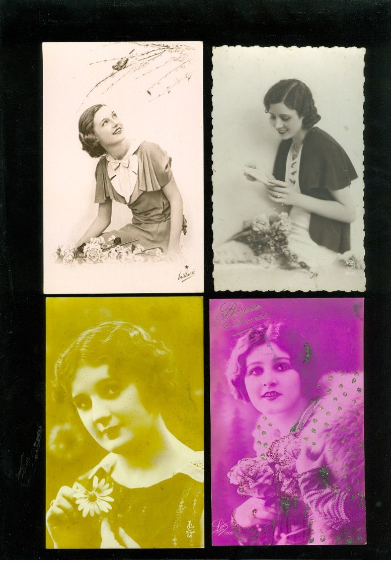 Beau lot de 60 cartes postales de fantaisie femmes femme   Mooi lot van 60 postkaarten fantasie vrouwen vrouw - 60 scans