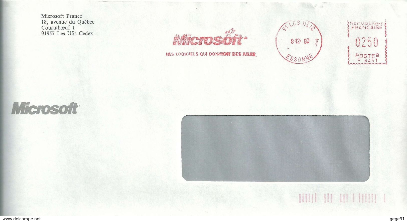 Ema Neopost F - Papillon - Microsoft Les Logiciels Qui Donnent Des Ailes - Enveloppe Entière - Vlinders