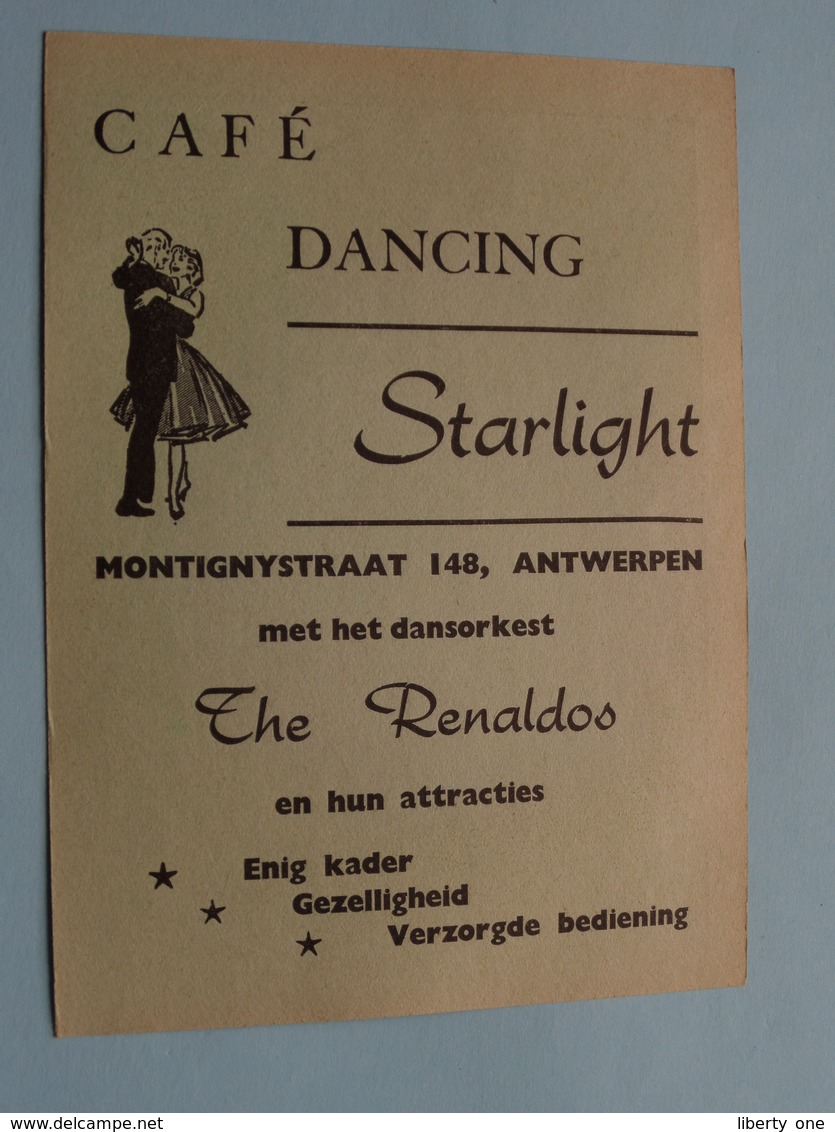 The RENALDOS Dansorkest (  Café DANCING STARLIGHT Montignystraat 148 Antwerpen ) Anno 19?? ( Zie Foto Details ) !! - Afiches & Pósters