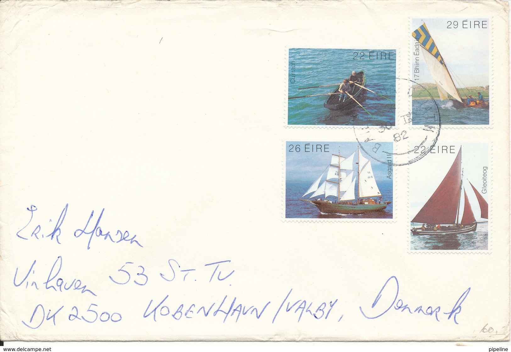 Ireland Cover Sent To Denmark 30-9-1982 With Complete Set Of 4 Irish Boats - Covers & Documents