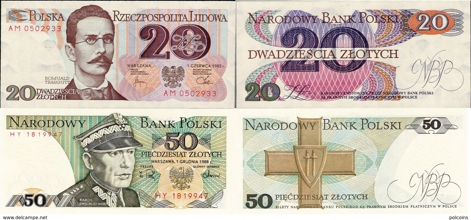 Poland 1982-88 - Set 20+50 Zlotych - Pick 149-142 UNC - Poland