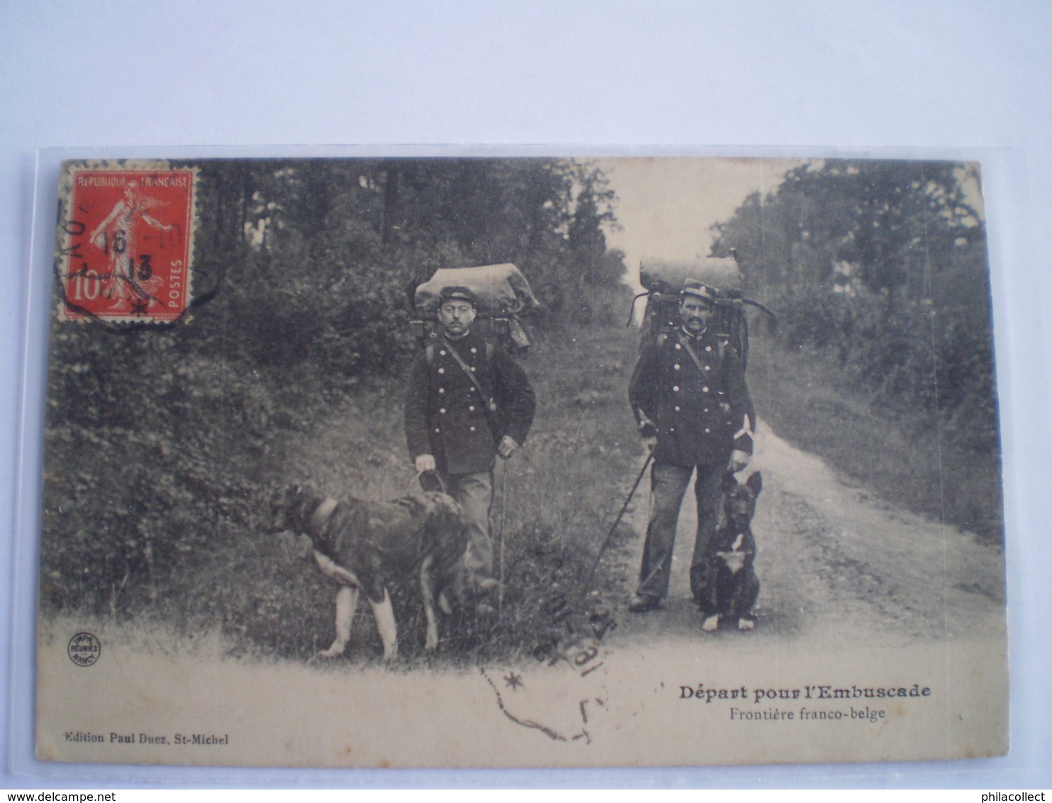 Douane - Frontiere - Grenze // Depart Pour Embuscade - Franco - Belge (chien) // 1913 - Aduana