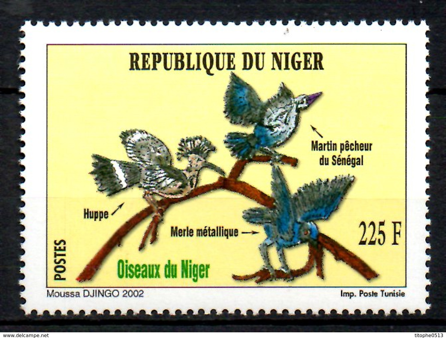 NIGER. N°1654 De 2002. Martin-pêcheur/Huppe/Merle. - Otros & Sin Clasificación