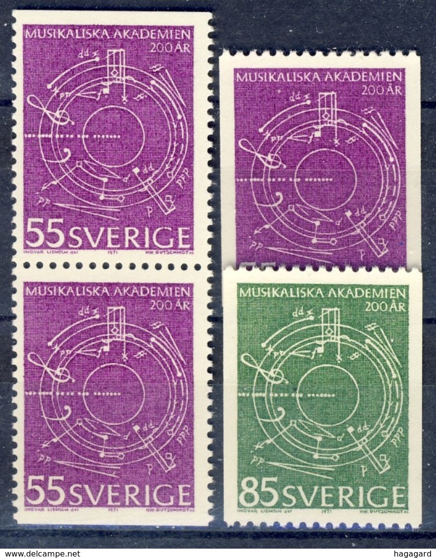 +Sweden 1971. Music. Michel 713-14 + Pair. MNH(**) - Neufs