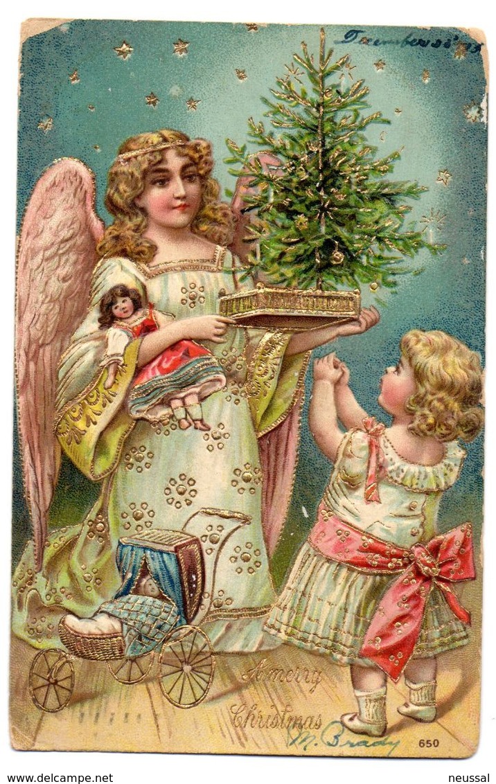 Tarjeta Postal De Navidad Circulada 1908. - Otros & Sin Clasificación