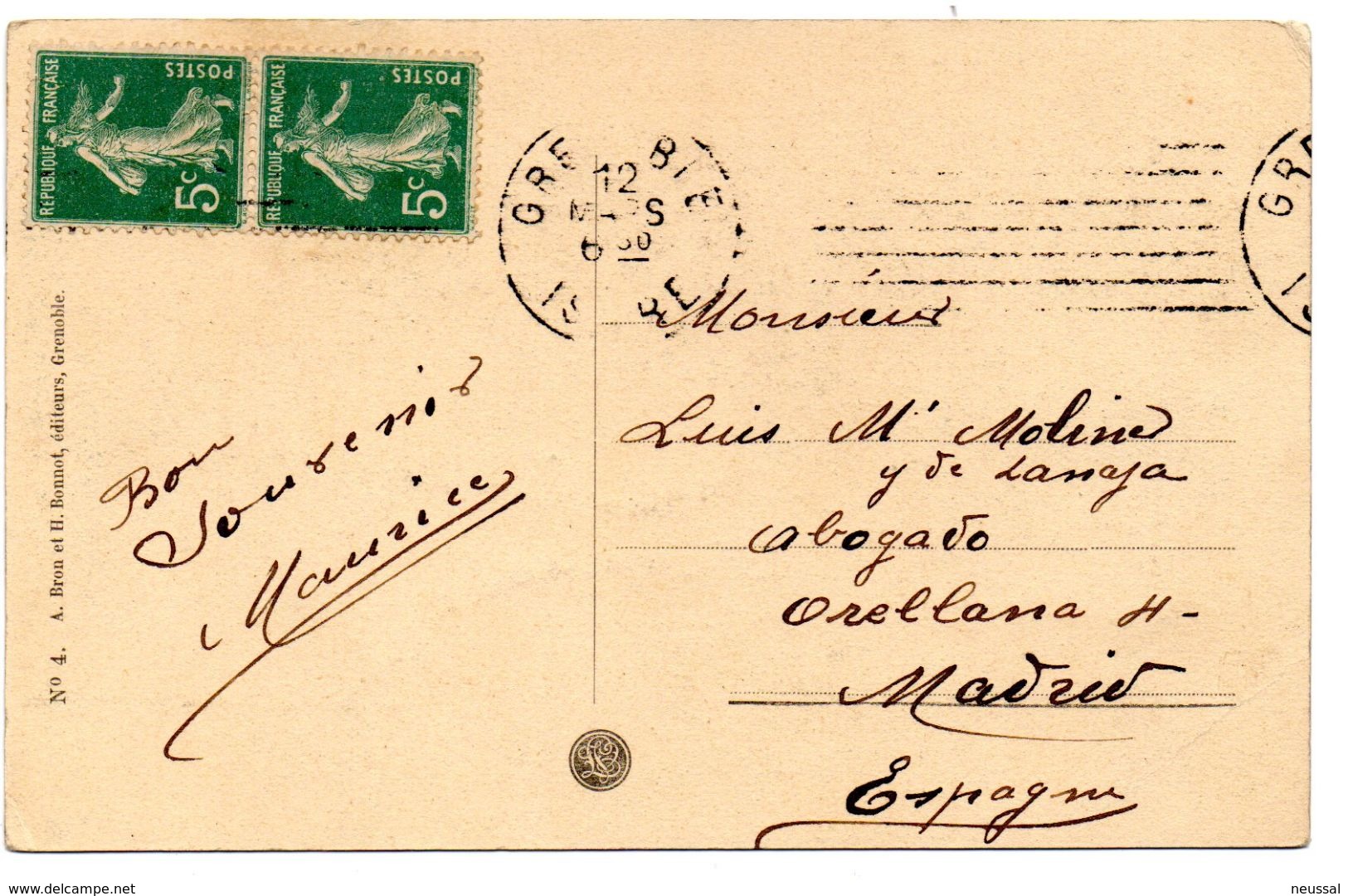 Tarjeta Postal De Grenoble L'isere Et Les Alpes Circulada 1914 - Grenoble