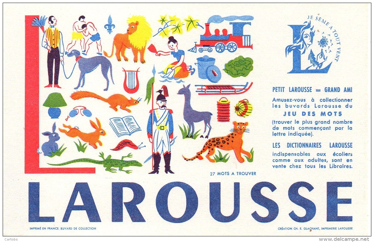 Buvard  LAROUSSE Lettre L - Stationeries (flat Articles)