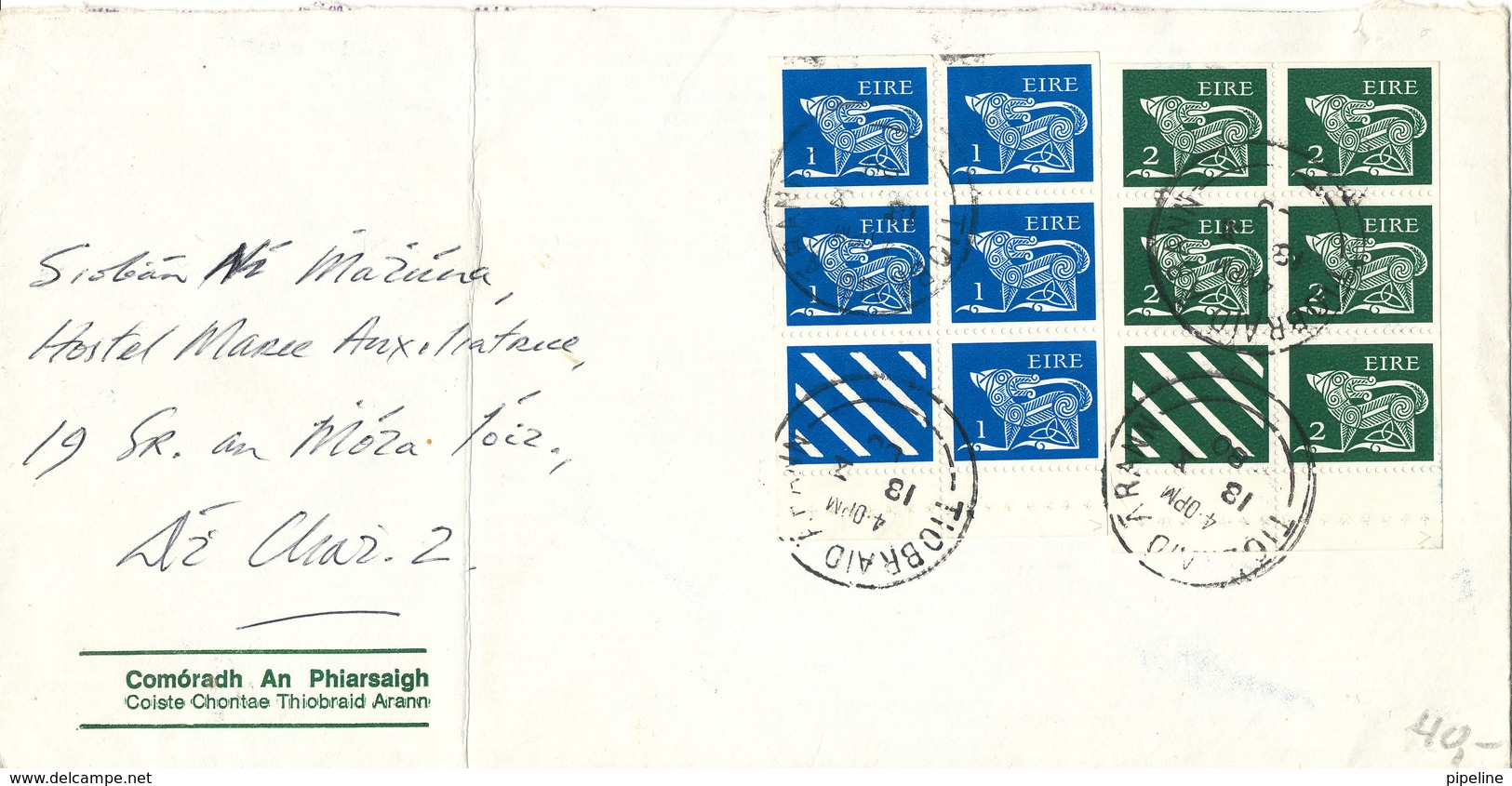 Ireland Cover With 2 Block Of 6 From Booklet - Covers & Documents