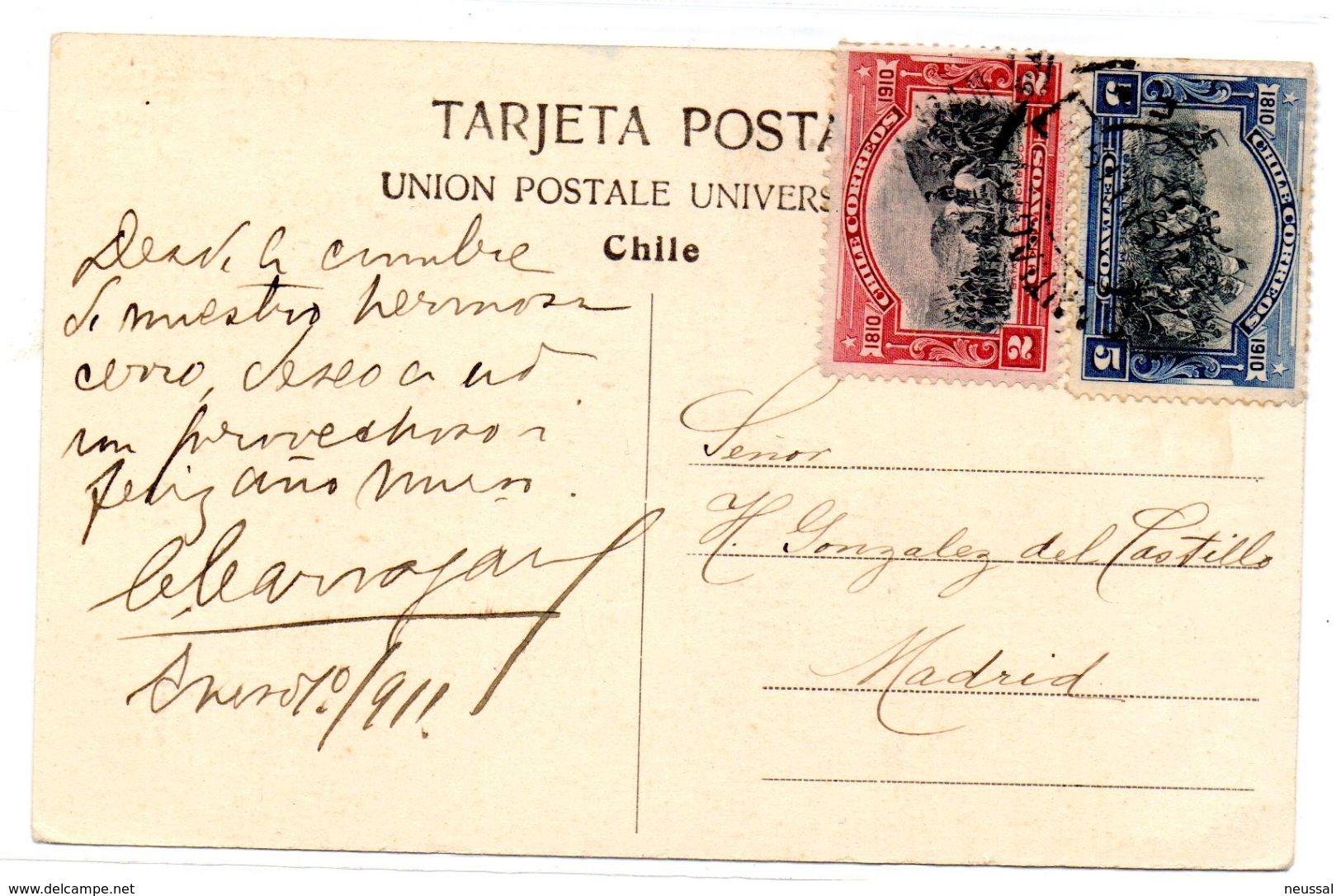Tarjeta Postal De Cerro Santa Lucia, Santiago Circulada 1911 - Chile