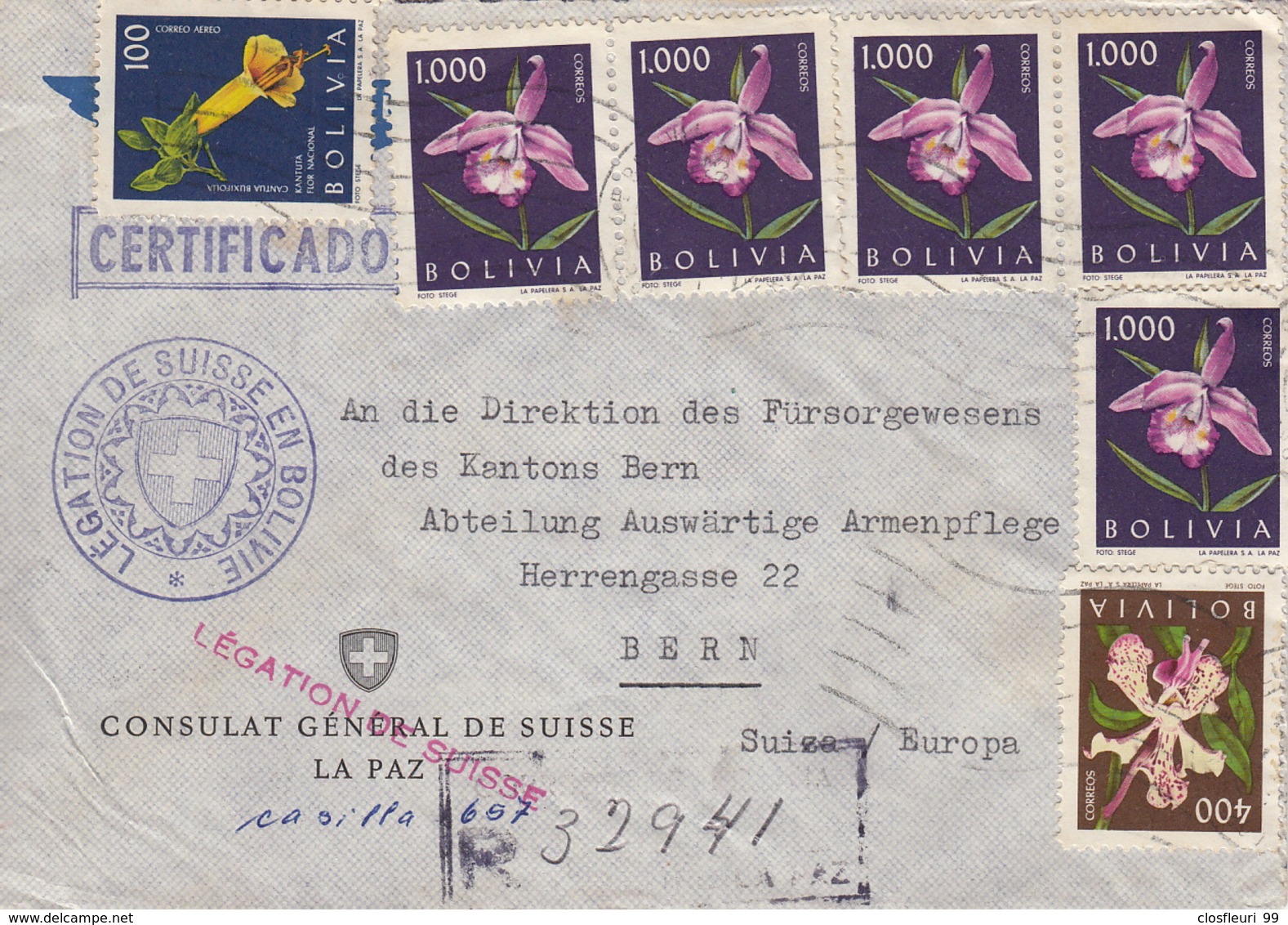 Deux Lettres. Délégation Suisse En Bolivie, Consulat Général De Suisse La Paz 1950 - Bolivie