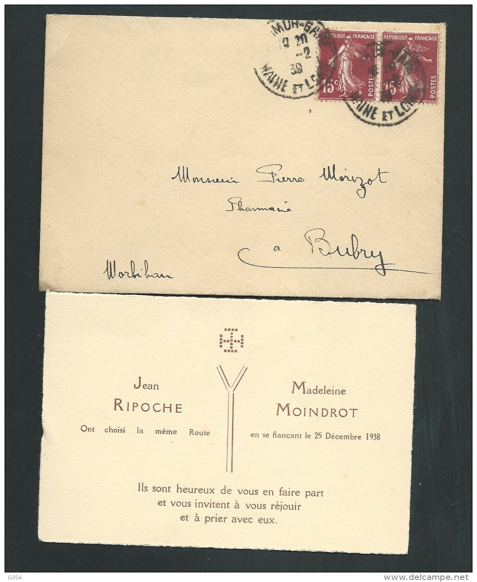 Saumur - 25/12/1938 , F.P. Fiançailles De Madeleine Moindrot Et De Jean Ripoche    - Lo40601 - Compromiso