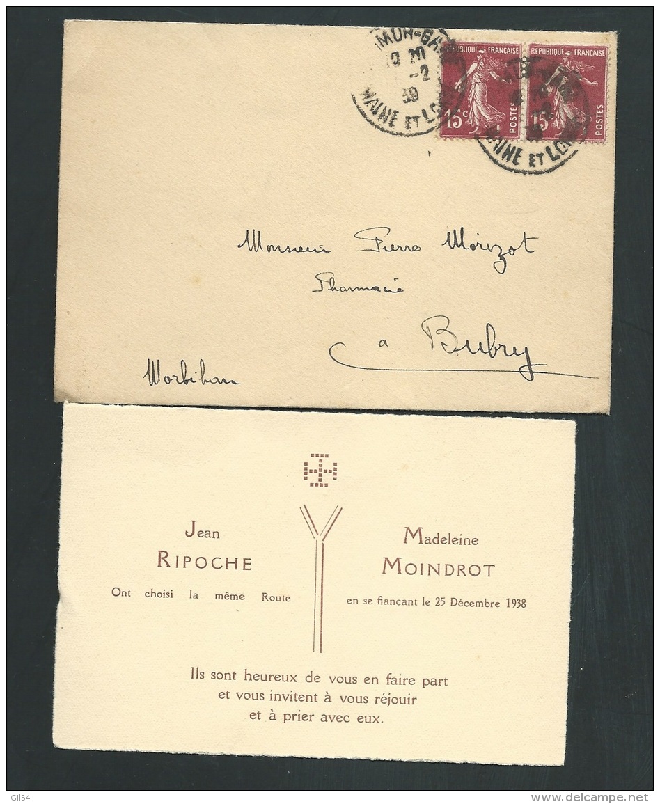 Saumur - 25/12/1938 , F.P. Fiançailles De Madeleine Moindrot Et De Jean Ripoche    - Lo40601 - Verloving