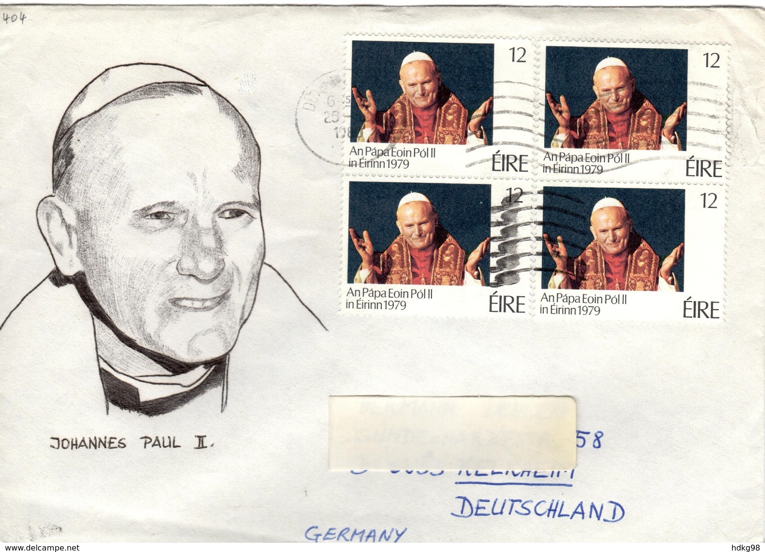 IRL+ Irland 1979 Mi 404 Papst Johannes Paul II. (UNIKAT / ÙNICO / PIÉCE UNIQUE) - Covers & Documents