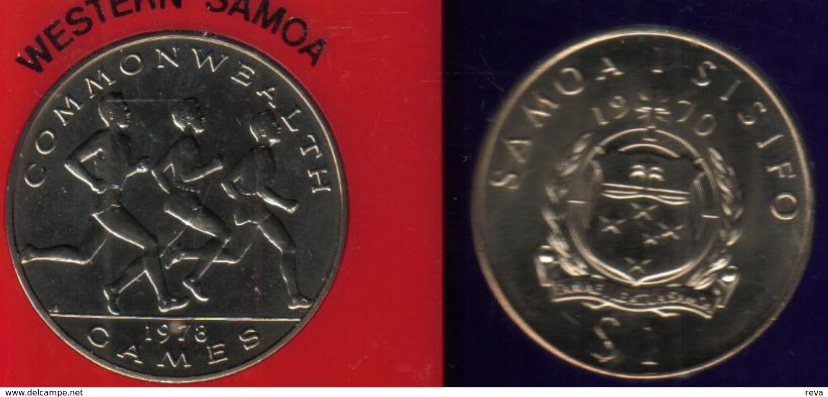 SAMOA $1 TALA EMBLEM FRONT RUNNERS COMMONWEALTH GAMES SPORT BACK 1978 SILVER PROOF KM30a READ DESCRIPTION CAREFULLY !!! - Samoa