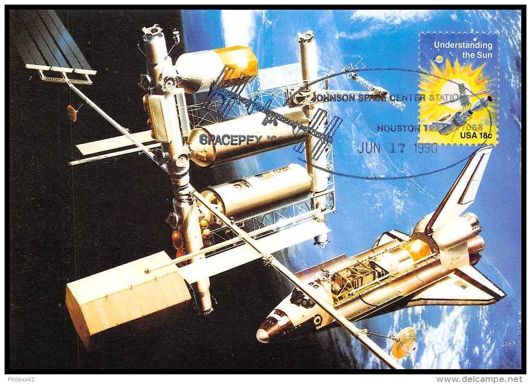 10117/ Espace (space Raumfahrt) Carte Maximum (card) 17/6/1990 Shuttle (navette) Spacepex USA - Etats-Unis