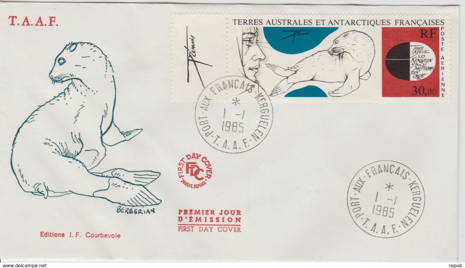 TAAF FDC 1985 Oeuvre De Tremois PA 89 - FDC