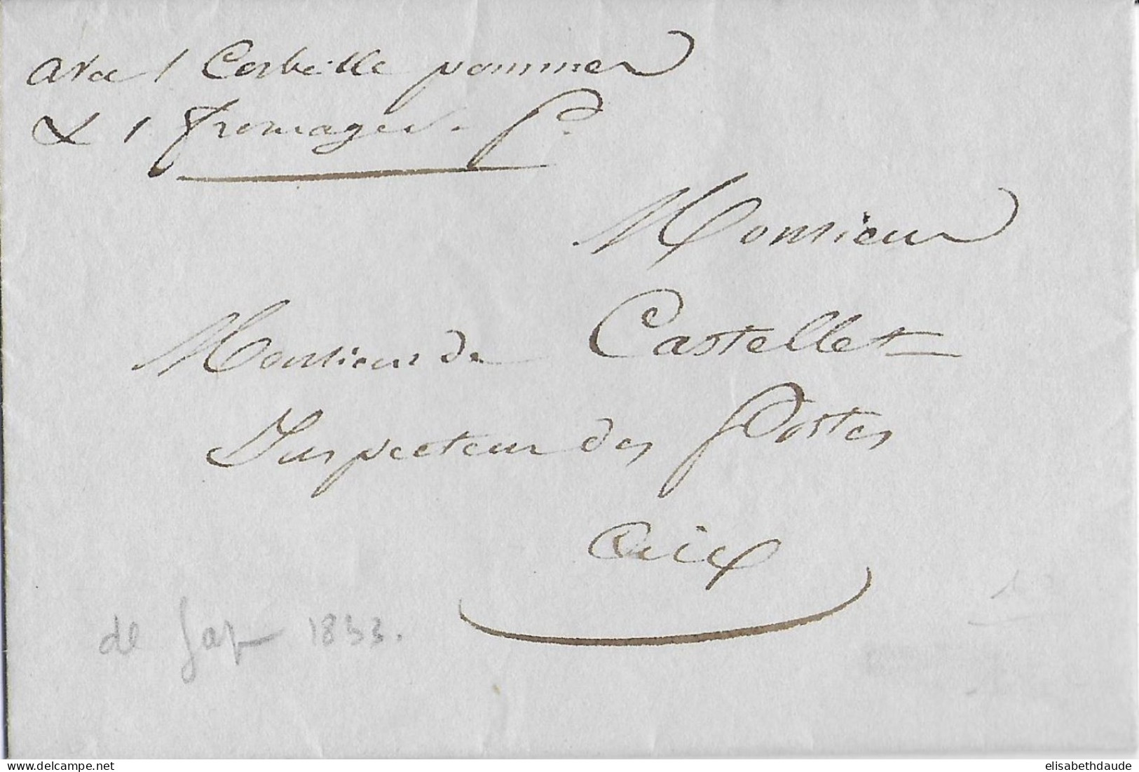 1833 - LETTRE En FRANCHISE De GAP (HAUTES ALPES) => INSPECTEUR Des POSTES à AIX - Lettres Civiles En Franchise