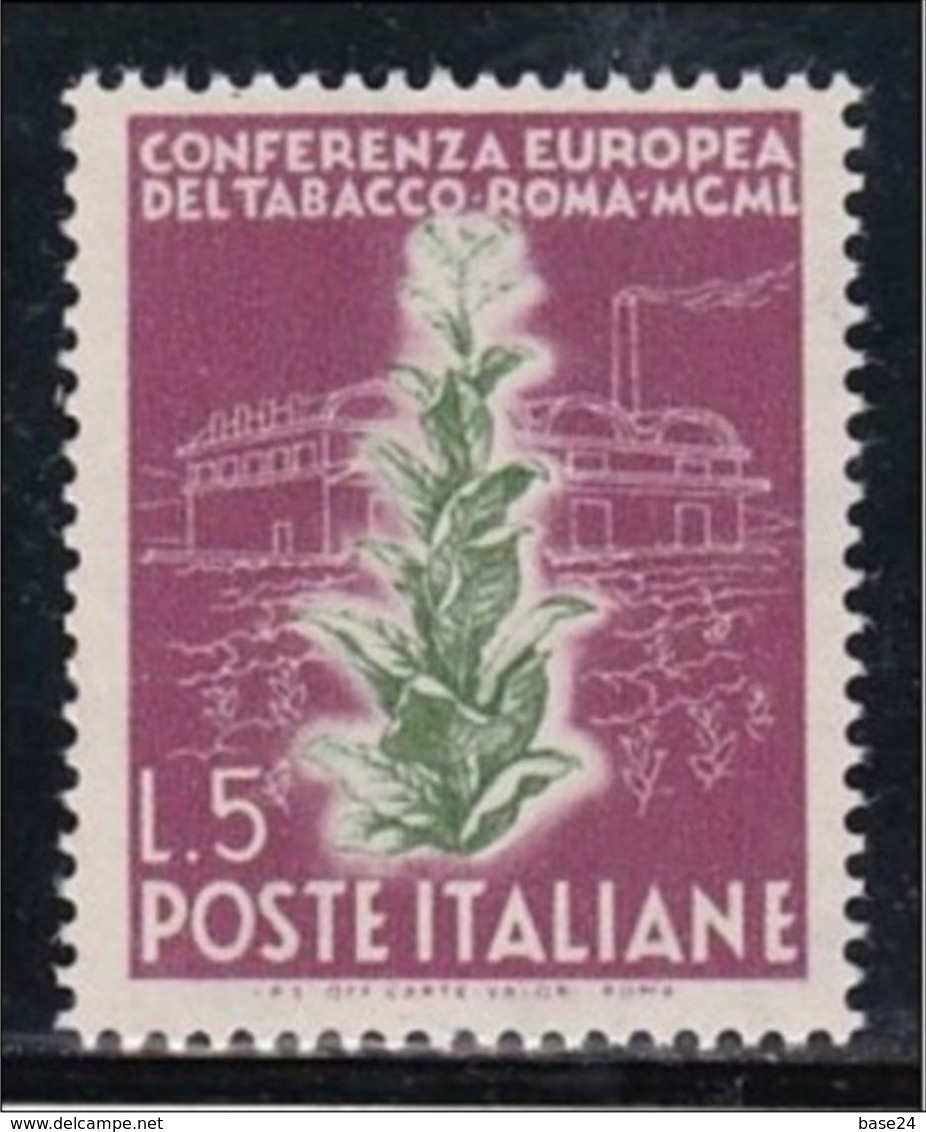 1950 Italia Italy Repubblica TABACCO  TOBACCO 5 Lire Rosso MNH** - Tabacco