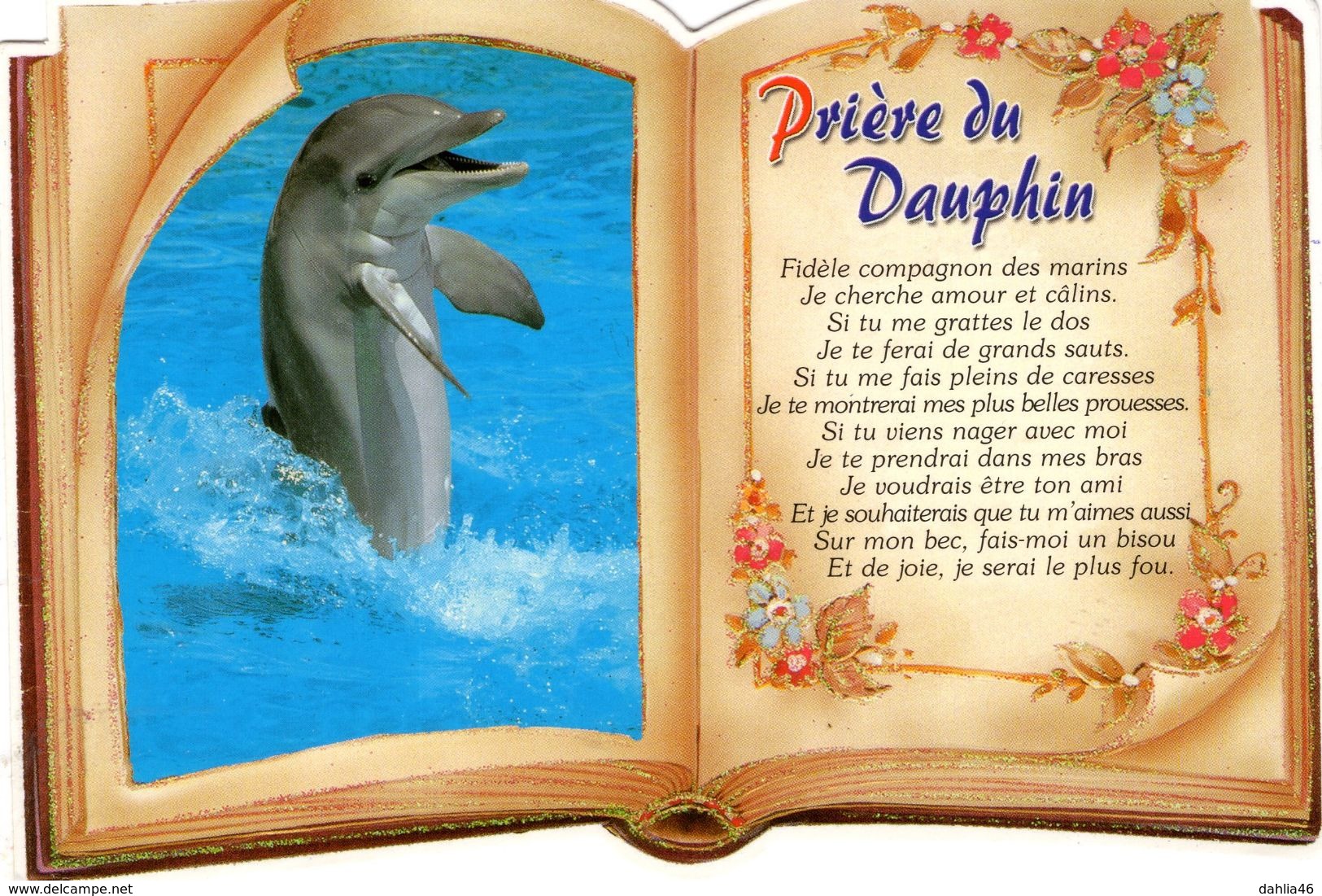 Cpm PRIERE DU DAUPHIN - Livre Ouvert, Découpée Dans La Forme Du Livre - Ed PEC N° CA 159 - Dauphins