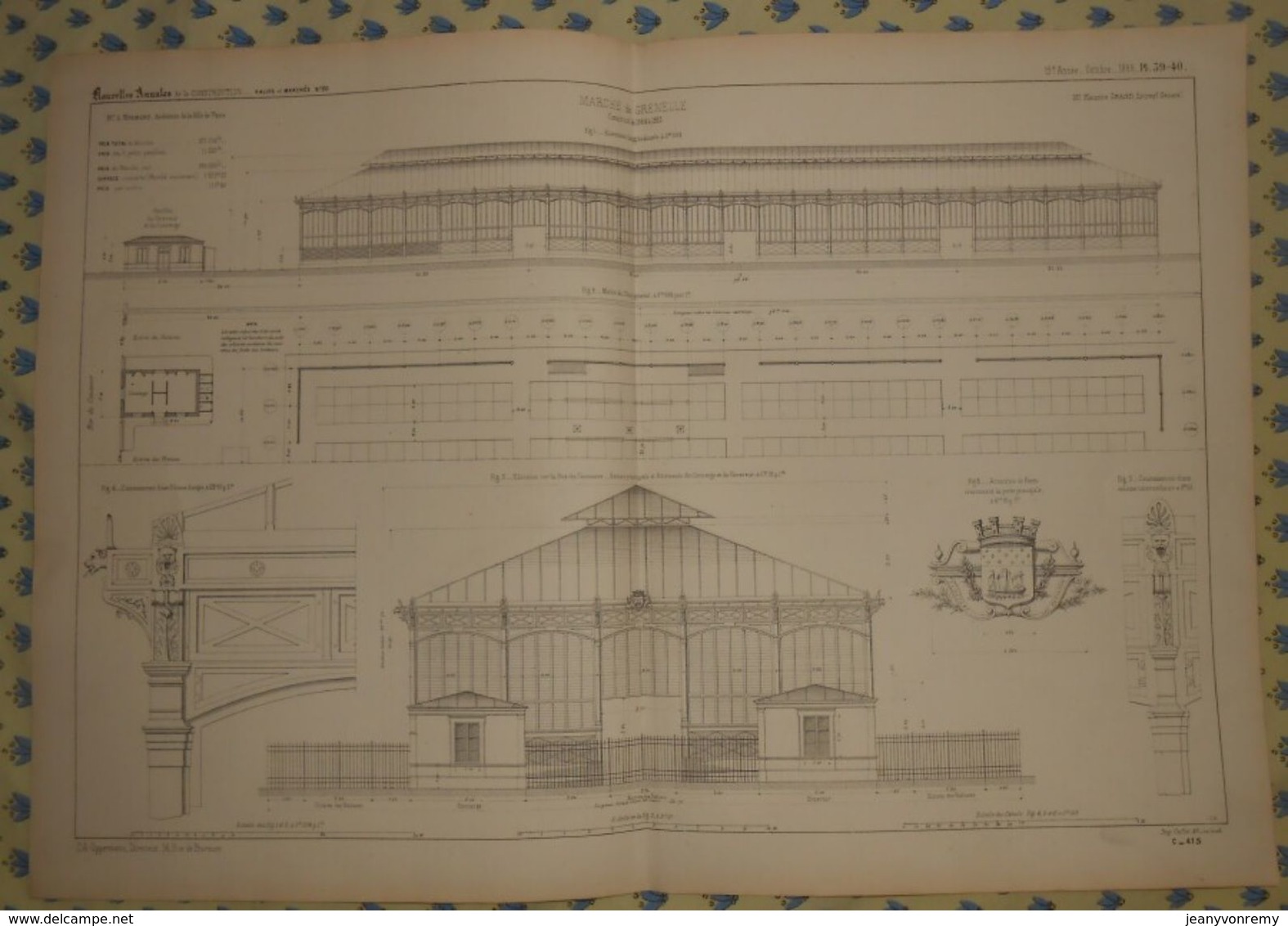 Plan Du Marché De Grenelle. 1869 - Arbeitsbeschaffung