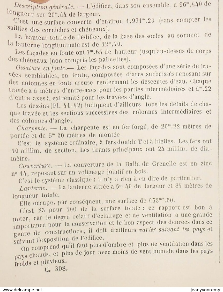 Plan Du Marché De Grenelle. 1869 - Opere Pubbliche