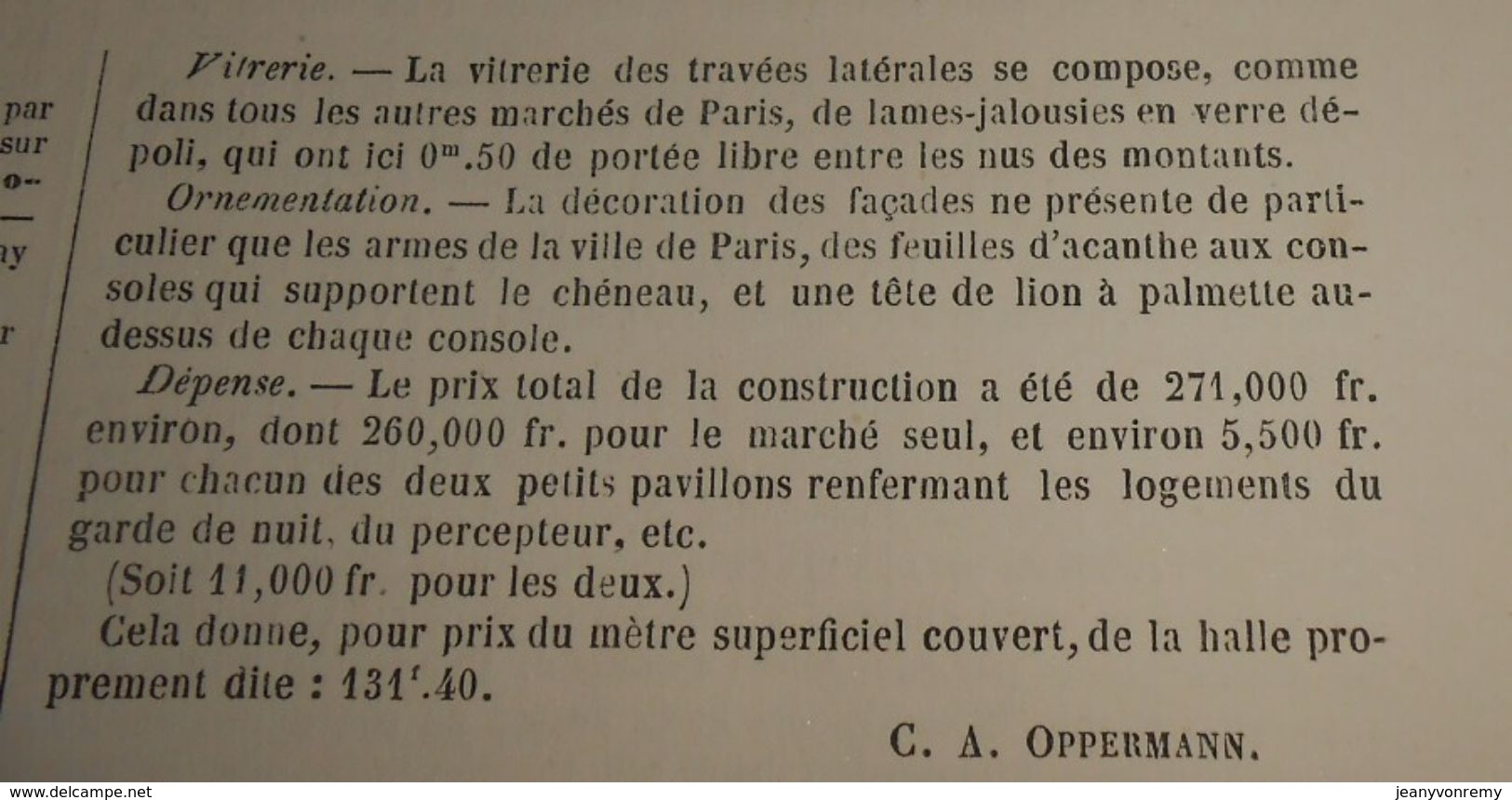 Plan Du Marché De Grenelle. 1869 - Travaux Publics