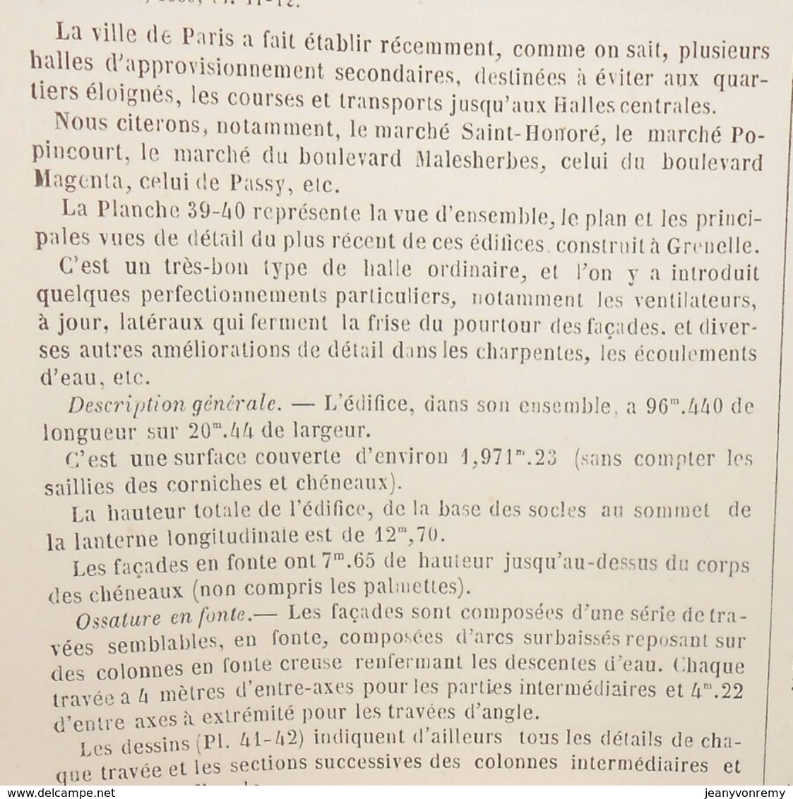 Plan Du Marché De Grenelle. 1869 - Opere Pubbliche