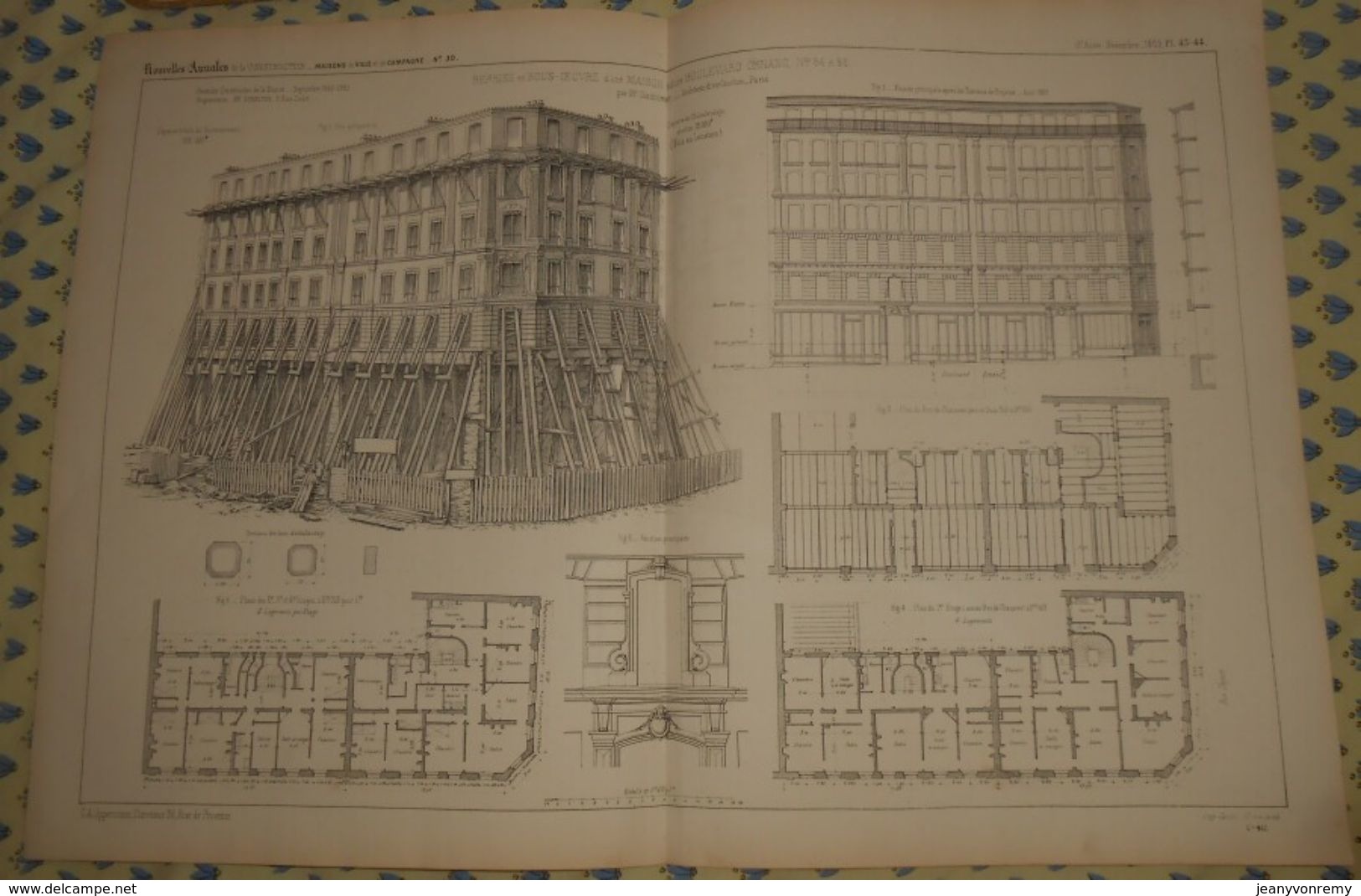 Plan D'une Reprise En Sous Oeuvre D'une Maison Située Boulevard Ornano à Paris. 1869 - Arbeitsbeschaffung