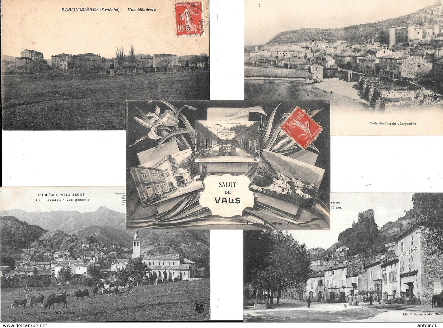 ARDECHE --Lot De 5 Cpa :JAUJAC -ROCHEMAURE -ALBOUSSIERES -VOGUE -VALS -Toutes Scannées - Autres & Non Classés