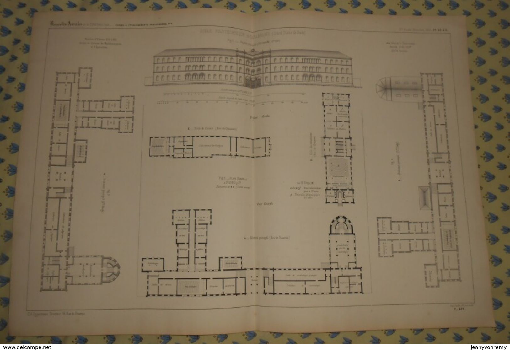 Plan De L'Ecole Polytechnique De Karlsruhe. Grand Duché De Bade. Allemagne. 1869 - Opere Pubbliche