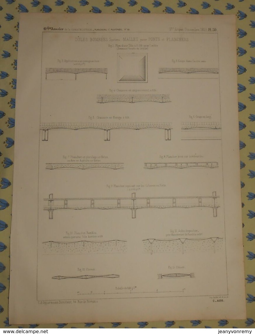 Plan De Tôles Bombées. Système Mallet Pour Ponts Et Planchers 1869 - Obras Públicas