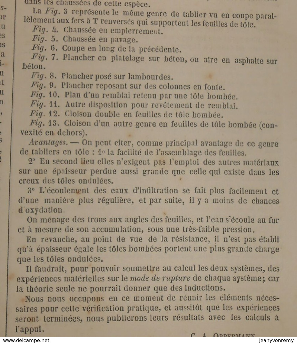 Plan De Tôles Bombées. Système Mallet Pour Ponts Et Planchers 1869 - Public Works