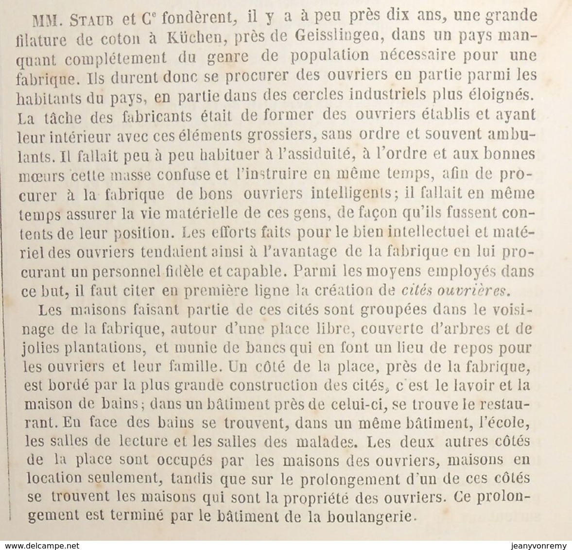 Plan De Maisons Ouvrières De Küchen. Wurtemberg. 1869 - Opere Pubbliche