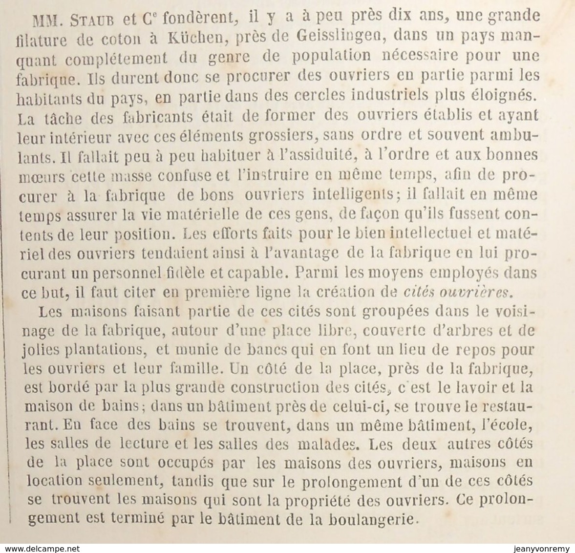 Plan De Maisons Ouvrières De Küchen. Wurtemberg. 1869 - Travaux Publics