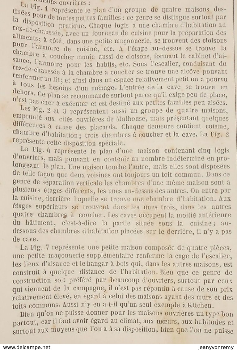 Plan De Maisons Ouvrières De Küchen. Wurtemberg. 1869 - Public Works