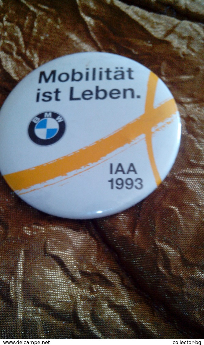 RARE BMW HUGE SIZE 5CM. BADGE PIN 1993 IAA MOBILITAT IST LEBEN COLLECTABLE - BMW