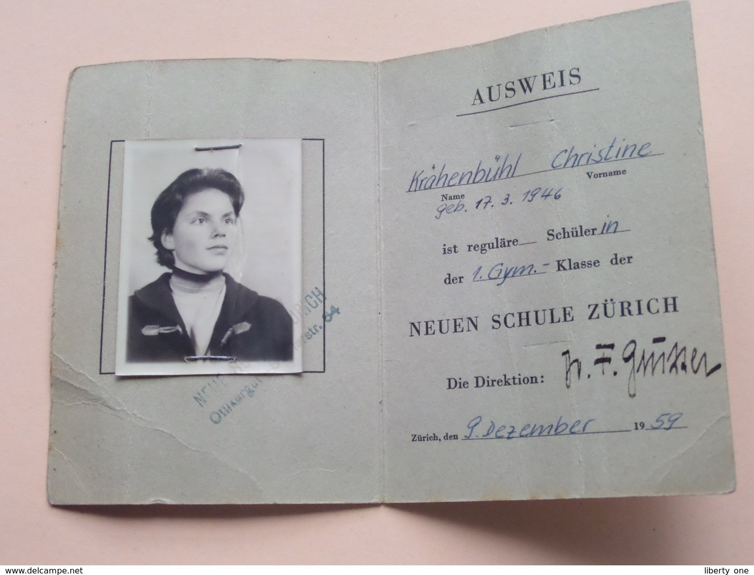 Neue SCHULE ZÜRICH ( Schüler AUSWEIS ) 1959 ( !! Plier !! ) Voir Photo Pour Detail ( Suisse ) ! - Diplômes & Bulletins Scolaires