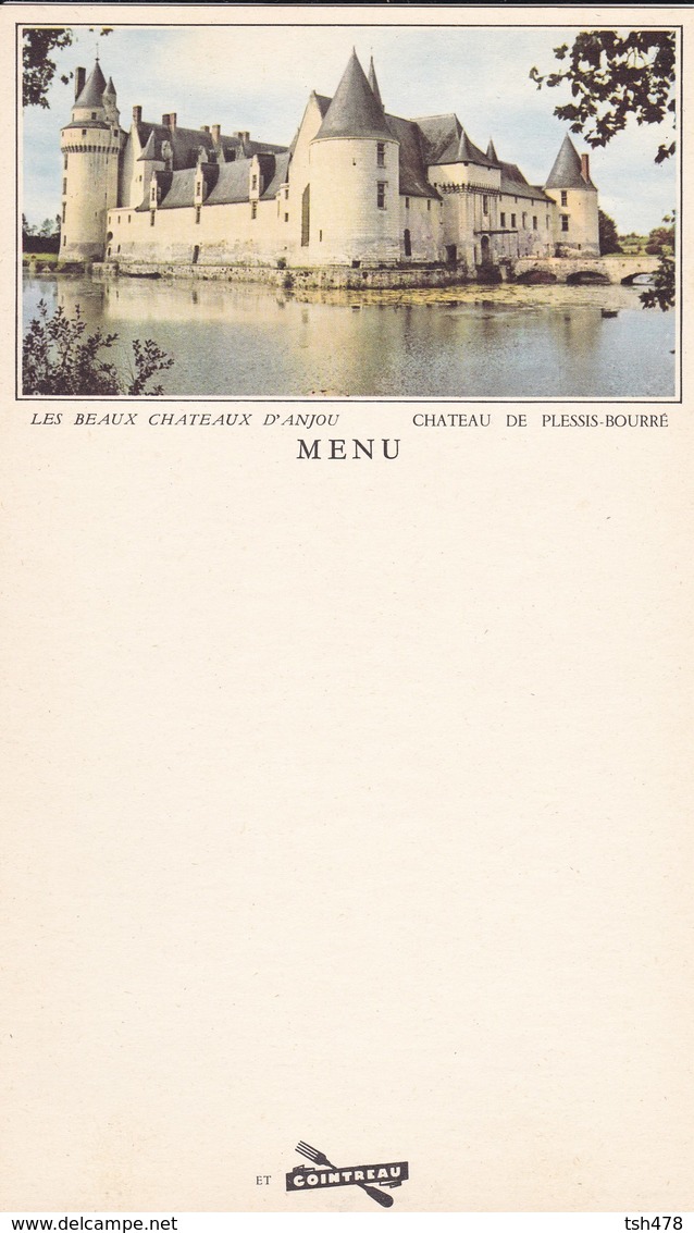 MENU---PUB COINTREAU--château De Plessis-bourré--les Beaux Châteaux D'anjou--voir 2 Scans - Menus