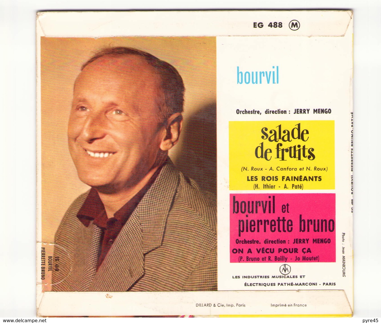 45 TOURS BOURVIL PATHE EG 488 SALADE DE FRUITS / LES ROIS FENEANTS + 2 - Other - French Music