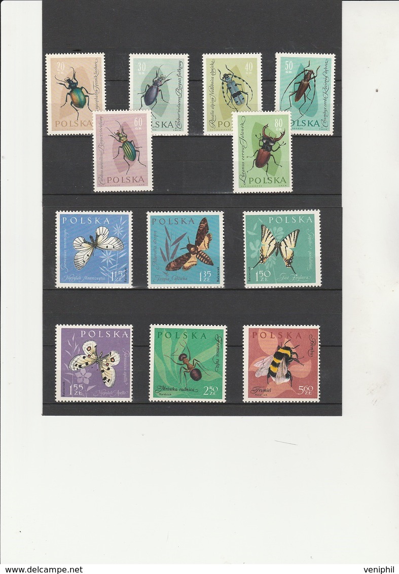 POLOGNE -N° 1140 -1151 SERIE INSECTES NEUVE INFIME CHARNIERE - ANNEE 1962 - COTE : 17 € - Unused Stamps